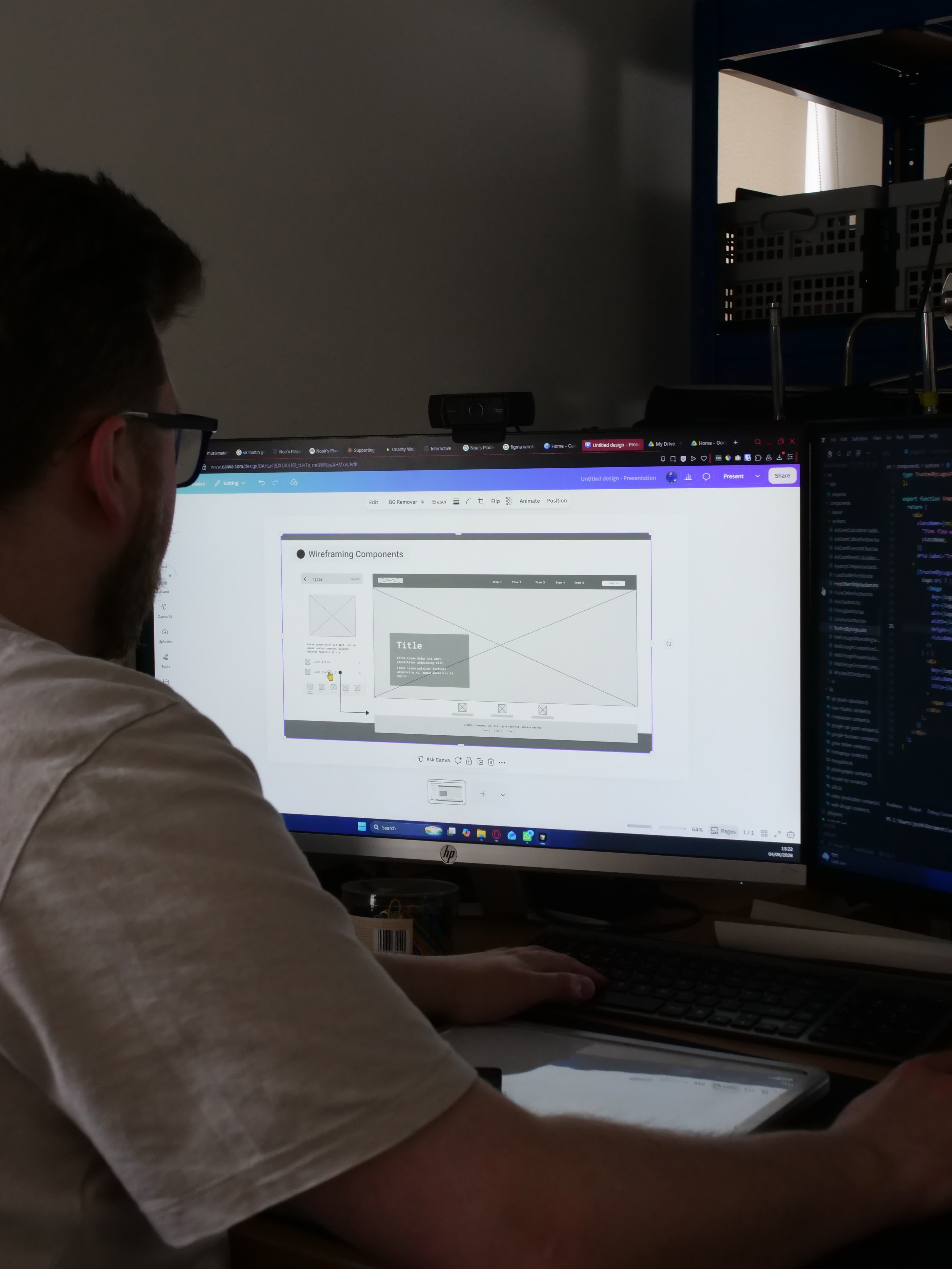Josh designing a custom charity website layout